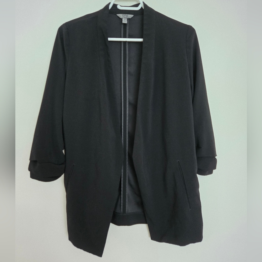 Women's Black Open Front Jacket Blazer